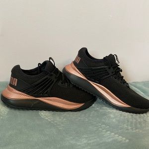 Rose gold and Black Puma Pacer Future Lux Running shoes